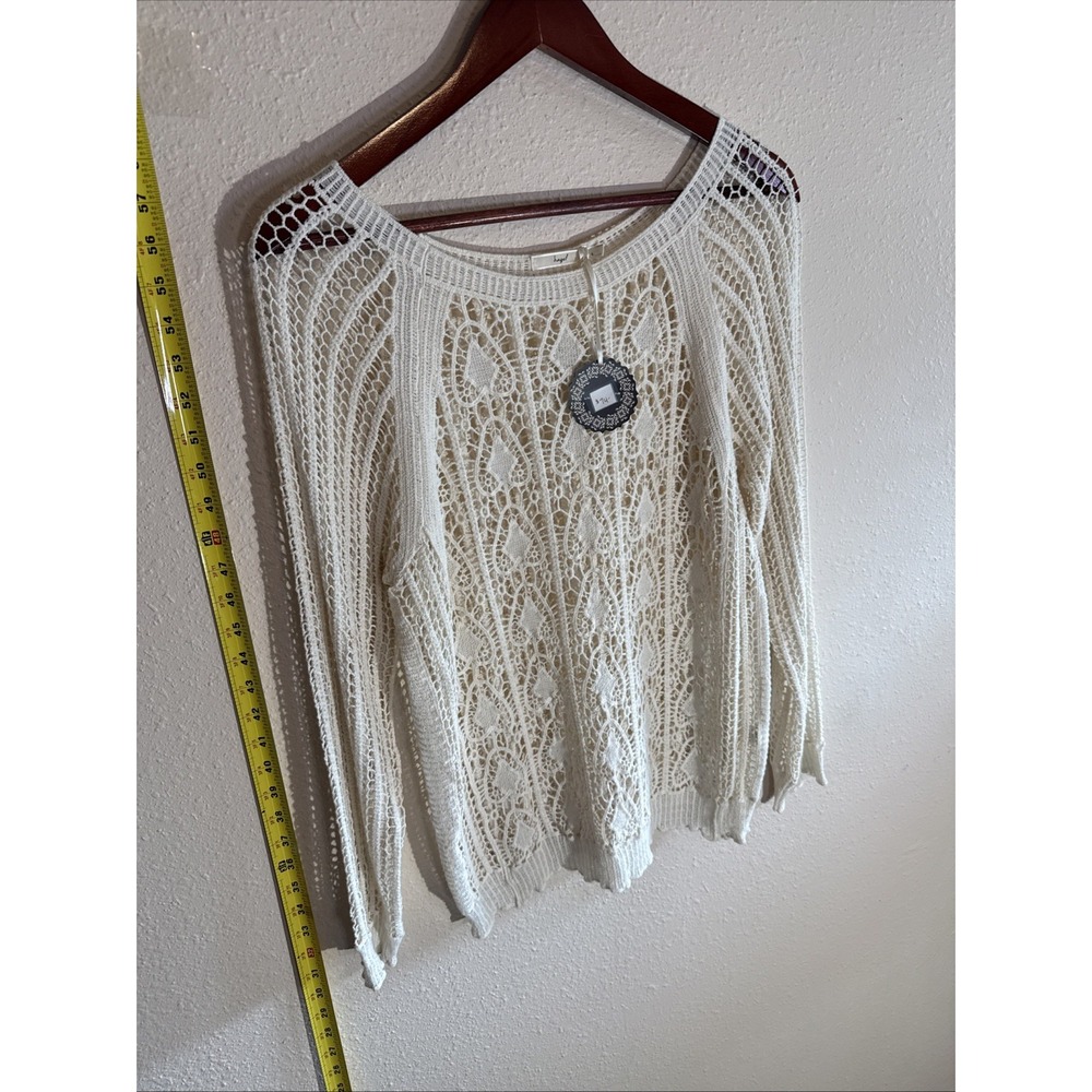 Hazel Ivory Large Soft Open Knit 100% Cotton Lightweight Chic Boho Sweater Layer